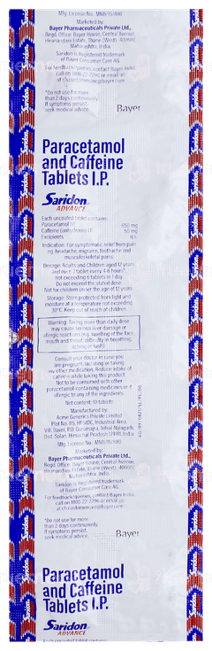 Saridon Advance Tablet 10