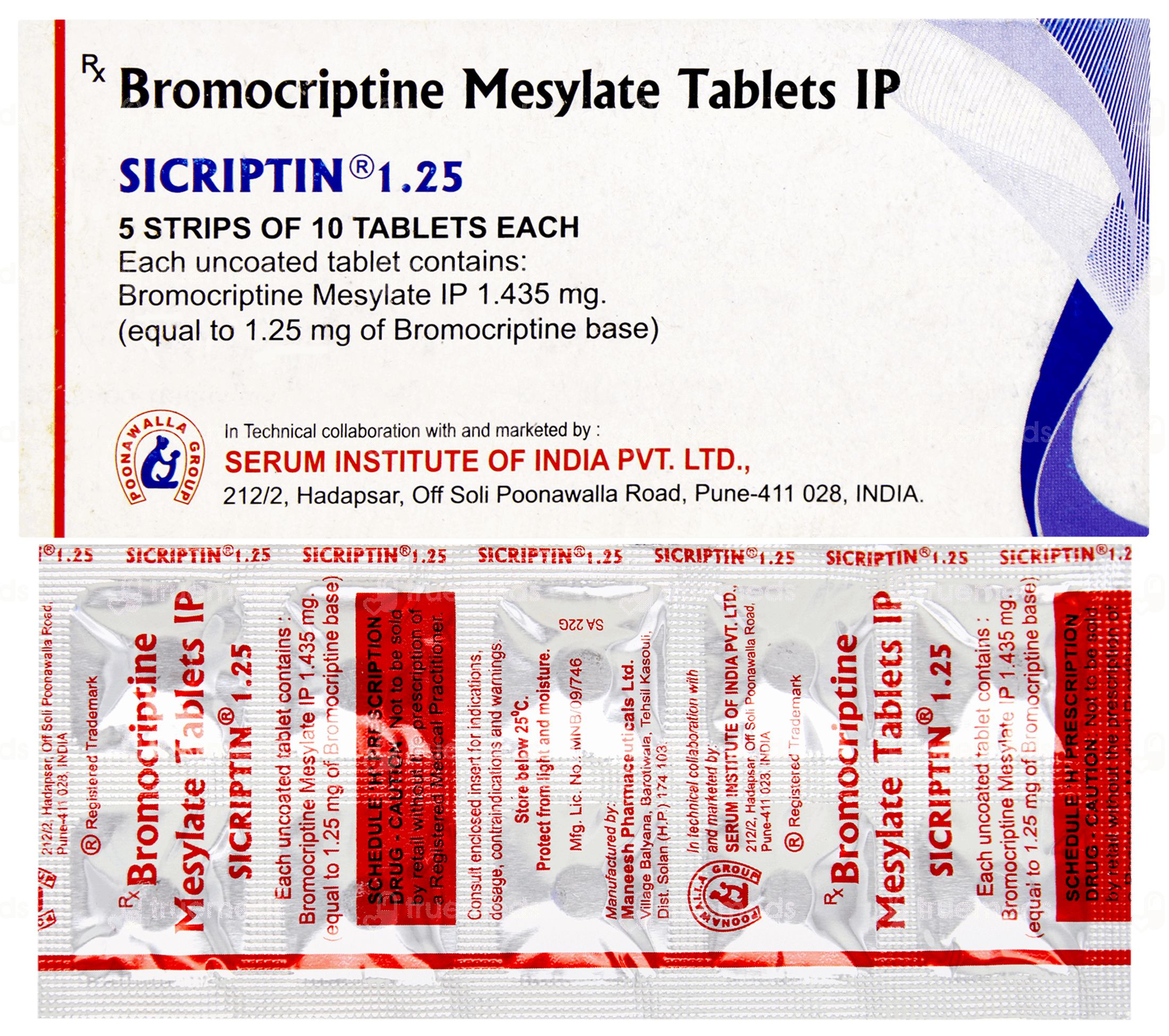 Sicriptin 1.25 MG | Order Sicriptin 1.25 MG Tablet Online at Truemeds