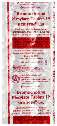 Sicriptin 1.25 Tablet 10 Sicriptin 1.25 Tablet 10