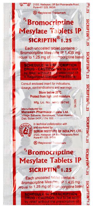 Sicriptin 1.25 Tablet 10