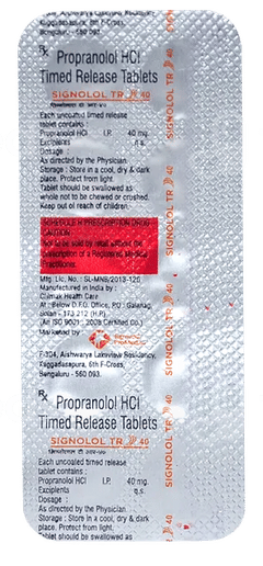 Signolol Tr 40 Mg Tablet 10 Signolol Tr 40 Mg Tablet 10