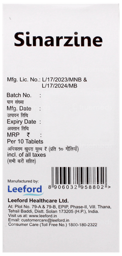 Sinarzine Tablet 10 Sinarzine Tablet 10