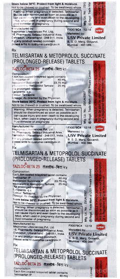 Tazloc Beta 25 Tablet 10 Tazloc Beta 25 Tablet 10