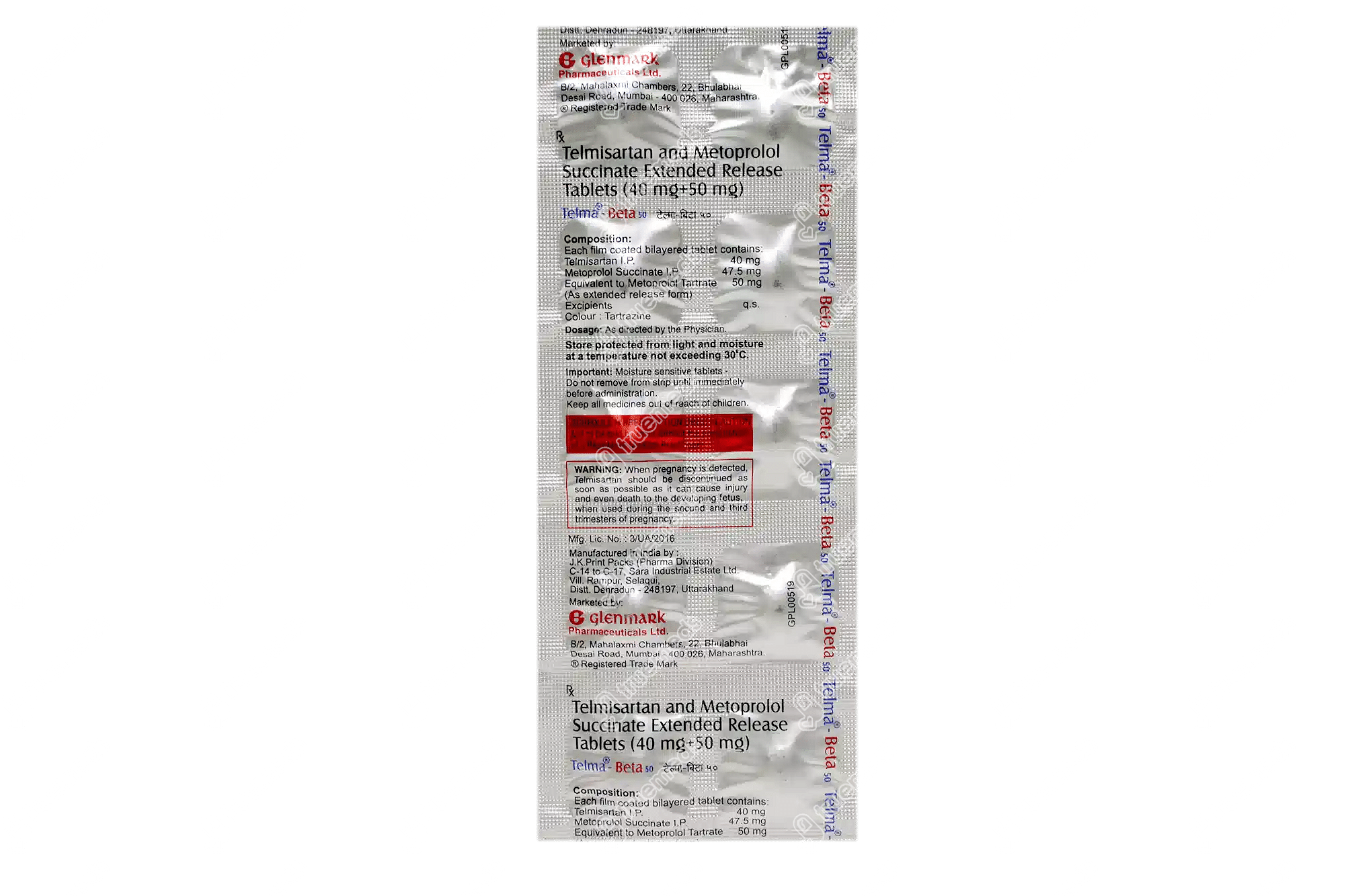 Telma Beta 40 50 Mg Tablet Er 10 - Uses, Side Effects, Dosage, Price ...