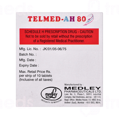 Telmed Ah 80 Tablet 10 Telmed Ah 80 Tablet 10