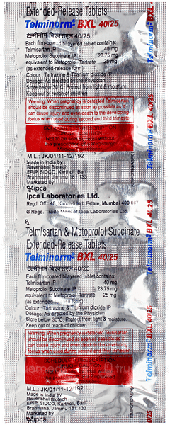 Telminorm Bxl 40/25 Tablet 10 Telminorm Bxl 40/25 Tablet 10