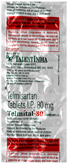 Telmital 80 Tablet 10