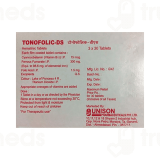 Tonofolic Ds 300 Mg/15mcg/1500mcg Tablet 30
