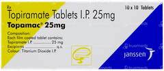 Topamac 25mg Tablet 10 Topamac 25mg Tablet 10