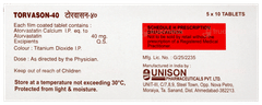 Torvason 40 Tablet 10 Torvason 40 Tablet 10