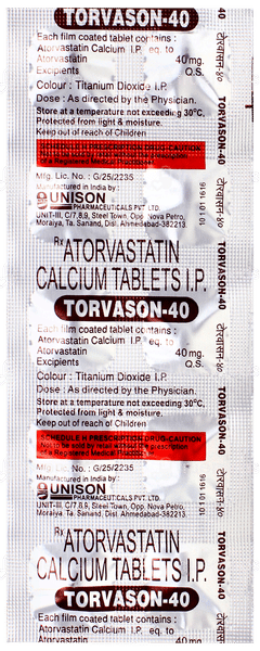 Torvason 40 Tablet 10 Torvason 40 Tablet 10