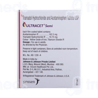 Ultracet Semi 162.5/18.75 MG Tablet 15