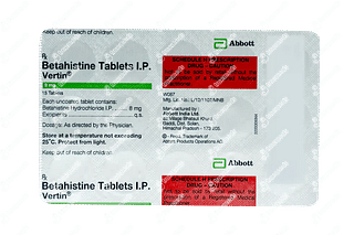 Vertin 8 MG Tablet 15