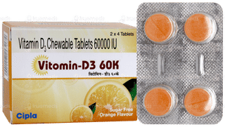 Vitomin D3 60k Orange Flavour Sugar Free Chewable Tablet 4