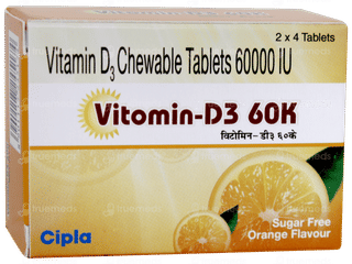 Vitomin D3 60k Orange Flavour Sugar Free Chewable Tablet 4