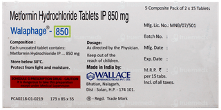 Walaphage 850 Tablet 15