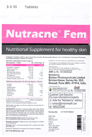 Nutracne Fem Tablet 10