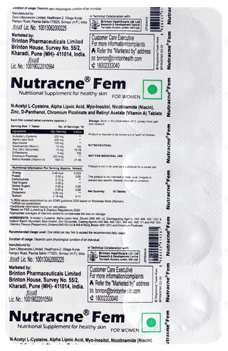 Nutracne Fem Tablet 10