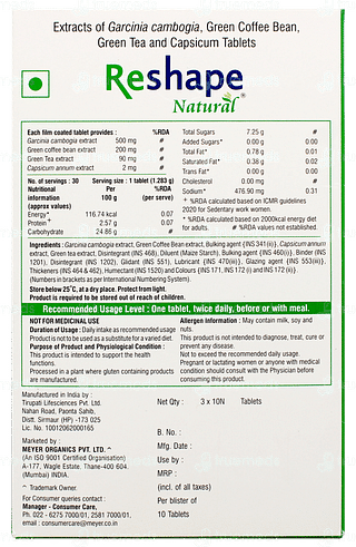 Reshape Natural Tablet 10