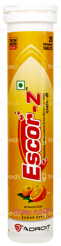 Escor Z Orange Flavour Sugar Free Effervescent Tablet 20