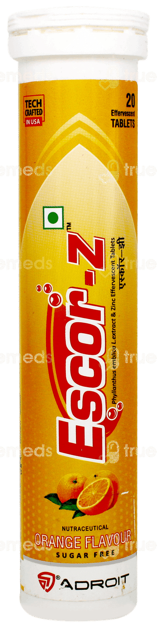 Escor Z Orange Flavour Sugar Free Effervescent Tablet 20