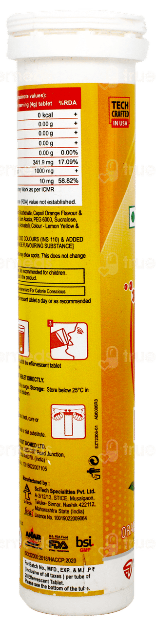 Escor Z Orange Flavour Sugar Free Effervescent Tablet 20