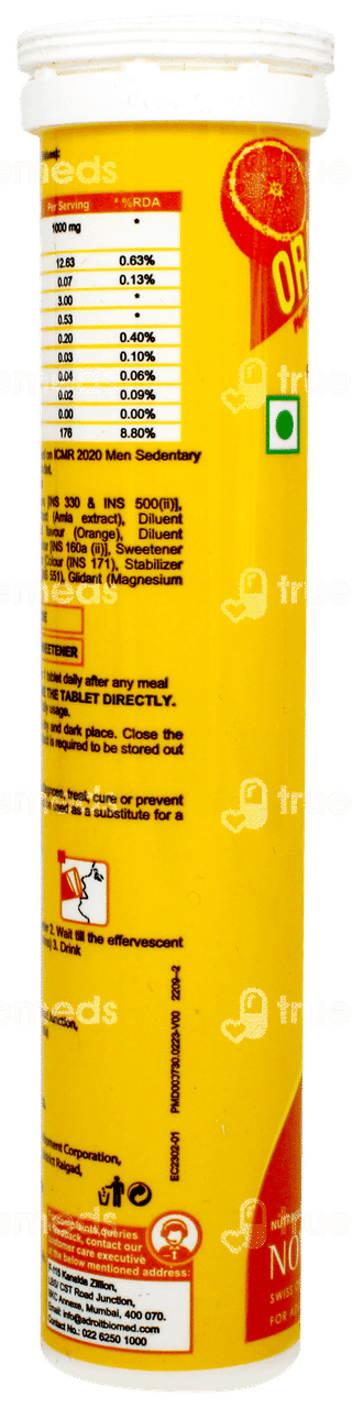 Escor Z Orange Flavour Sugar Free Effervescent Tablet 20