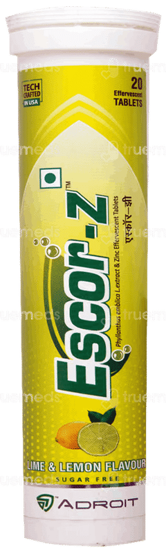 ESCOR Z LIME AND LEMON FLAVOUR SUGAR FREE EFFERVESCENT TABLET 20