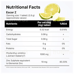 Escor Z Lime And Lemon Flavour Sugar Free Effervescent Tablet 20