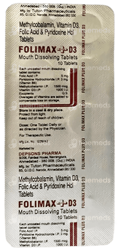 Folimax Plus D3 Sugar Free Mouth Dissolving Tablet 10
