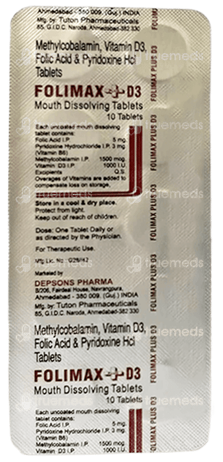 Folimax Plus D3 Sugar Free Mouth Dissolving Tablet 10