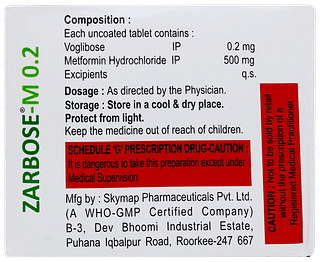 Zarbose M 0.2 Tablet 10