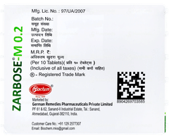 Zarbose M 0.2 Tablet 10 Zarbose M 0.2 Tablet 10