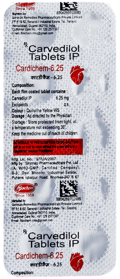 Cardichem 6.25 Tablet 10 Cardichem 6.25 Tablet 10