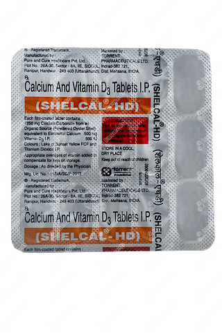 Shelcal Hd 500 Mg/500iu Tablet 15