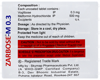 Zarbose M 0.3 Tablet 10