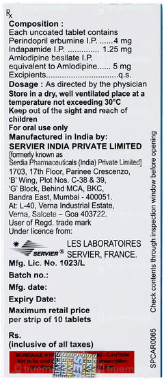 Triplixam 4mg/1.25mg/5mg Tablet 10 Triplixam 4mg/1.25mg/5mg Tablet 10