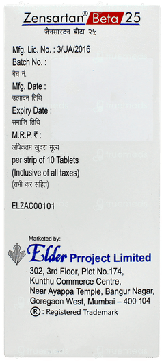Zensartan Beta 25 Tablet 10 Zensartan Beta 25 Tablet 10