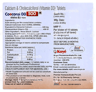 Coecoral D3 500 Mg/400 IU Tablet 15