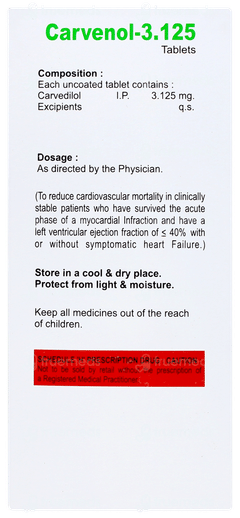 Carvenol 3.125 Tablet 10 Carvenol 3.125 Tablet 10
