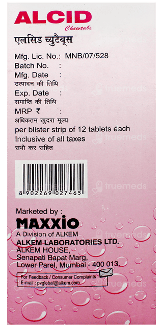 Alcid Mint Flavour Chewable Tablet 12