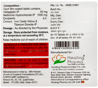 Vildasmart M 50mg/1000mg Tablet 15