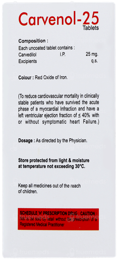 Carvenol 25 Tablet 10 Carvenol 25 Tablet 10