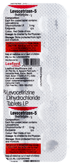 Levocetrizen 5 Tablet 10 Levocetrizen 5 Tablet 10
