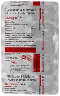 Dayclazide M 40 Tablet 10 Dayclazide M 40 Tablet 10