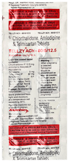 Tellzy Ach 80/5/12.5 Tablet 10