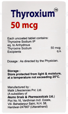Thyroxium 50mcg Tablet 120