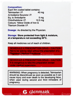 Telma Act 40/5/12.5 Tablet 15 Telma Act 40/5/12.5 Tablet 15