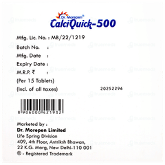 Calciquick 500 Tablet 15
