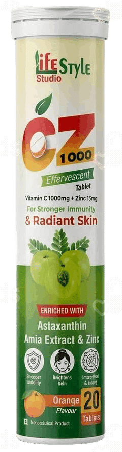 Cz 1000 Orange Flavour Sugar Free Effervescent Tablet 20